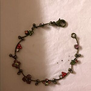 Michel Negrin vintage inspired bronze tone Swarovski crystal bracelet